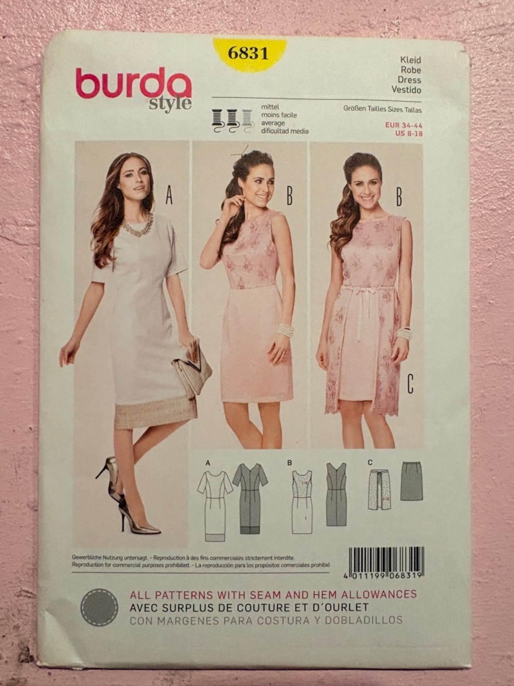 BN UNCUT BURDA 6831 DRESS SEWING PATTERN